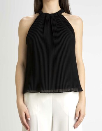 EMME MARELLA-TOP IN GEORGETTE-EMINTRA NERO