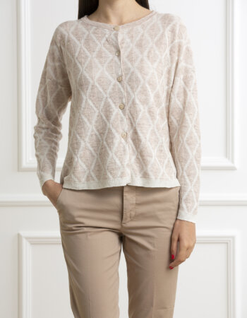 GRAN SASSO-MAGLIA BOTTONI ML JACQUARD-GR5724624846 PANNA