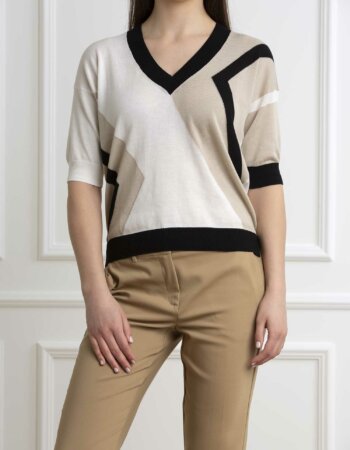 GRAN SASSO-MAGLIA ML A V INTARSIO-GR5920214055 BEIGE