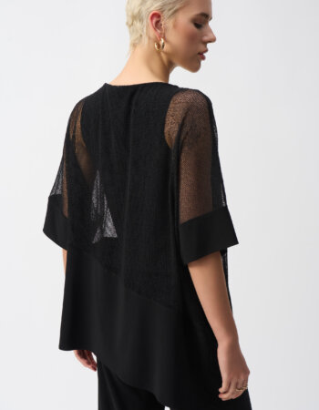JOSEPH RIBKOFF-TOP COCOON IN TULLE E MAGLIA-JOS251092 NERO