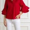 LIU JO-CAMICIA BOXY-LJCA5003T2945 ROSSO