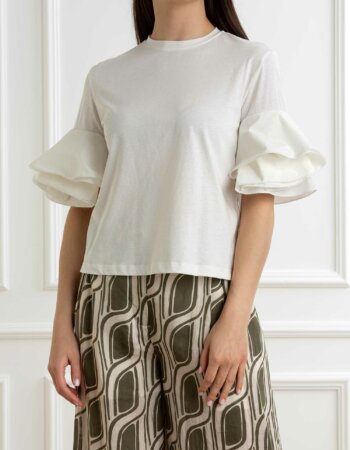 LIU JO-T-SHIRT CON VOLANT-LJCCA5006J6308 WHITE