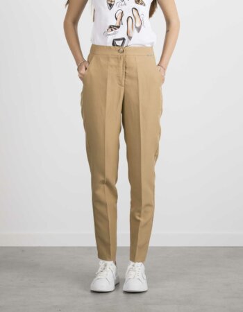 LIU JO-PANTALONE LINO TENCEL H.W-LJWA1299T4818 PANNA