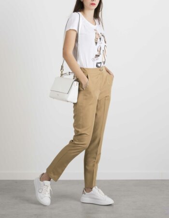 LIU JO-PANTALONE LINO TENCEL H.W-LJWA1299T4818 PANNA