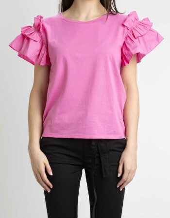 LIU JO-T-SHIRT MODA M/C-LJWA3157J7821 PINK
