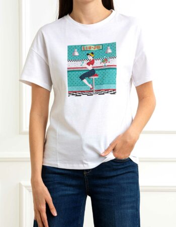 LIU JO-T-SHIRT MODA M/C-LJWA5342JS923 WHITE