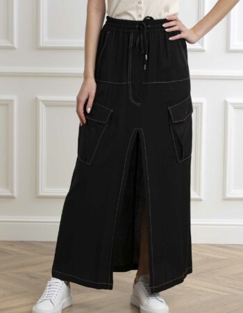 PINKO-GONNA TWILL VISCOSA-PKGULP NERO