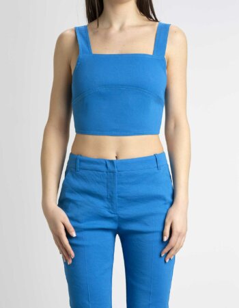 PINKO-TOP LINO STRETCH-PKROTTOFRENOP23 BLU