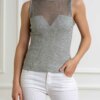 PINKO-TOP RIBS SETA-PKSHISPARE GRIGIO