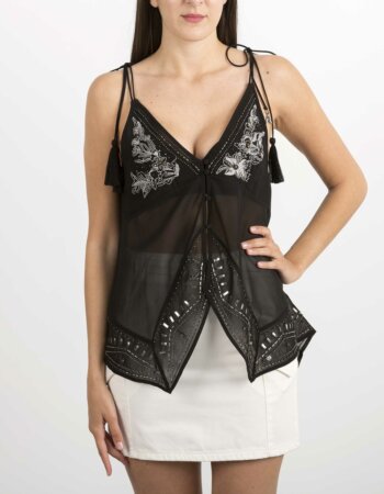 PATRIZIA PEPE-TOP CON RICAMO A MANO-PP2C1253A8X0 NER