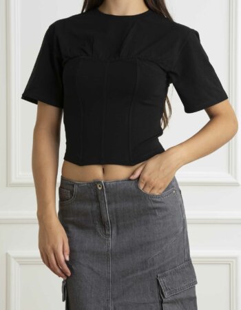 PATRIZIA PEPE-T-SHIRT BUSTIER-PP8M1636J217 NERO