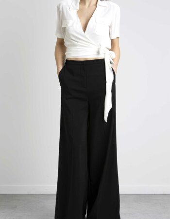 PATRIZIA PEPE-PANTALONE PALAZZO "ESSENTIAL"-PP8P0504A6F5 NERO