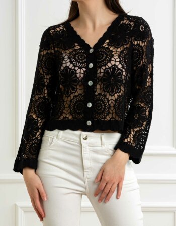 YOU GET IT-CARDIGAN UNCINETTO-PRE355091 NERO