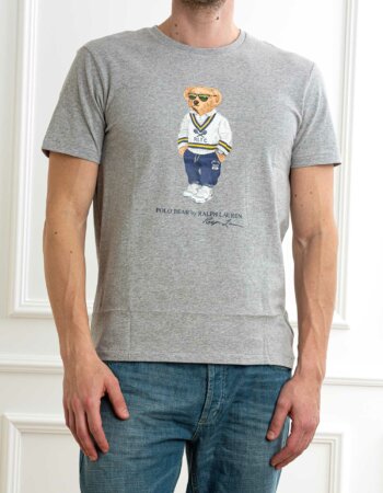 RALPH LAUREN-T-SHIRT M/M CON ORSETTO-RL973137 GRIGIO