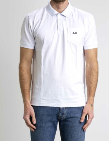 SUN68-POLO LOGO-SNA33110 BIANCO
