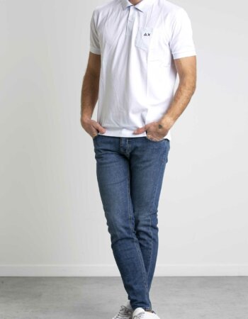 SUN68-POLO LOGO-SNA33110 BIANCO