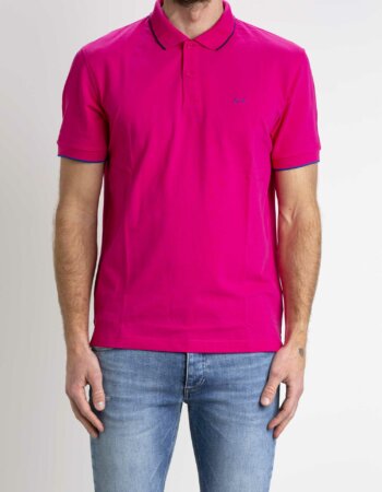 SUN68-POLO SMALL STRIPE ON-SNA33111 FUCHSIA