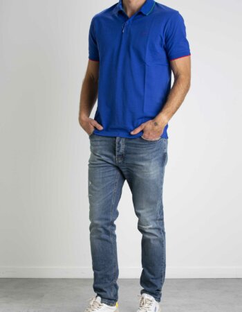 SUN68-POLO SMALL STRIPE ON-SNA33111 ROYAL