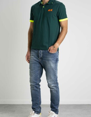 SUN68-POLO LOGO FLUO-SNA33122 VERDE