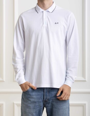 SUN68-POLO SMALL STRIPES-SNA34110 BIANCO