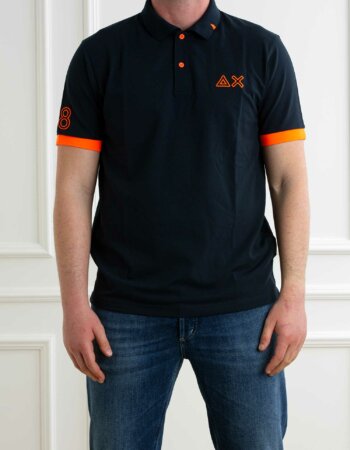 SUN68-POLO LOGO FLUO S/S-SNA35122 NAVY