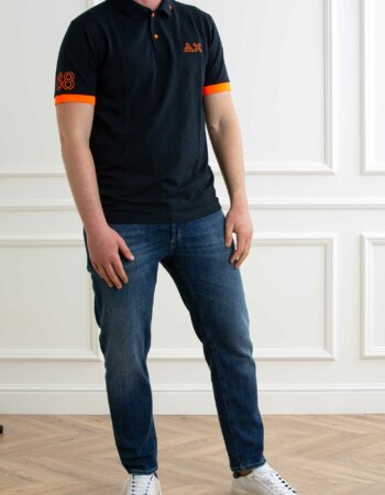 SUN68-POLO LOGO FLUO S/S-SNA35122 NAVY