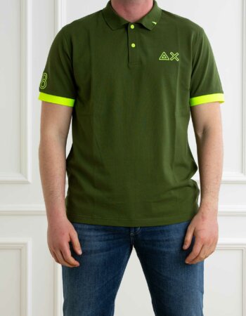 SUN68-POLO LOGO FLUO S/S-SNA35122 VERDE