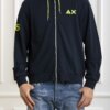 SUN68-MAGLIA HOOD ZIP FLUO-SNF34116 NAVY
