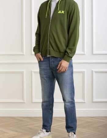 SUN68-MAGLIA HOOD ZIP FLUO-SNF34116 VERDE