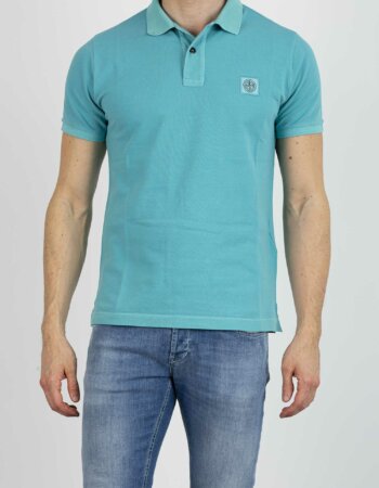 STONE ISLAND-POLO PIQUET TINTO IN CAPO-ST22S67P2 ACQUA