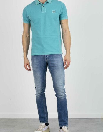 STONE ISLAND-POLO PIQUET TINTO IN CAPO-ST22S67P2 ACQUA