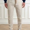 WHITE SAND-PANTALONE COTONE LINO-WH25SU6680 PANNA