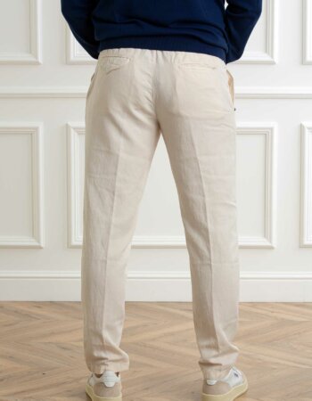 WHITE SAND-PANTALONE COTONE LINO-WH25SU6680 PANNA