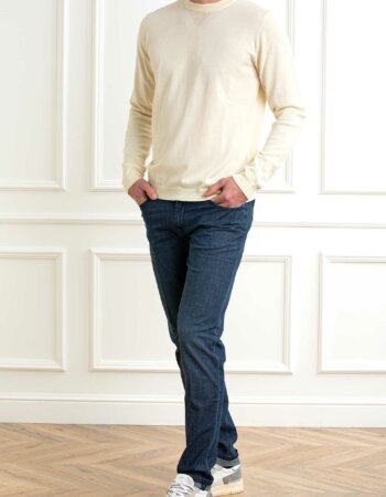 WOOLRICH-MAGLIA GIROCOLLO LOGO-WLWOKN0213MRUF0615 CREMA