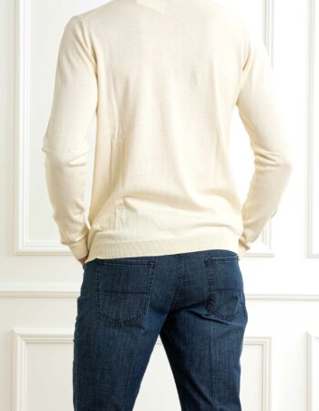 WOOLRICH-MAGLIA GIROCOLLO LOGO-WLWOKN0213MRUF0615 CREMA