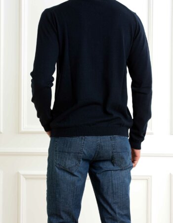 WOOLRICH-MAGLIA GIROCOLLO LOGO-WLWOKN0213MRUF0615 MELTONBLUE